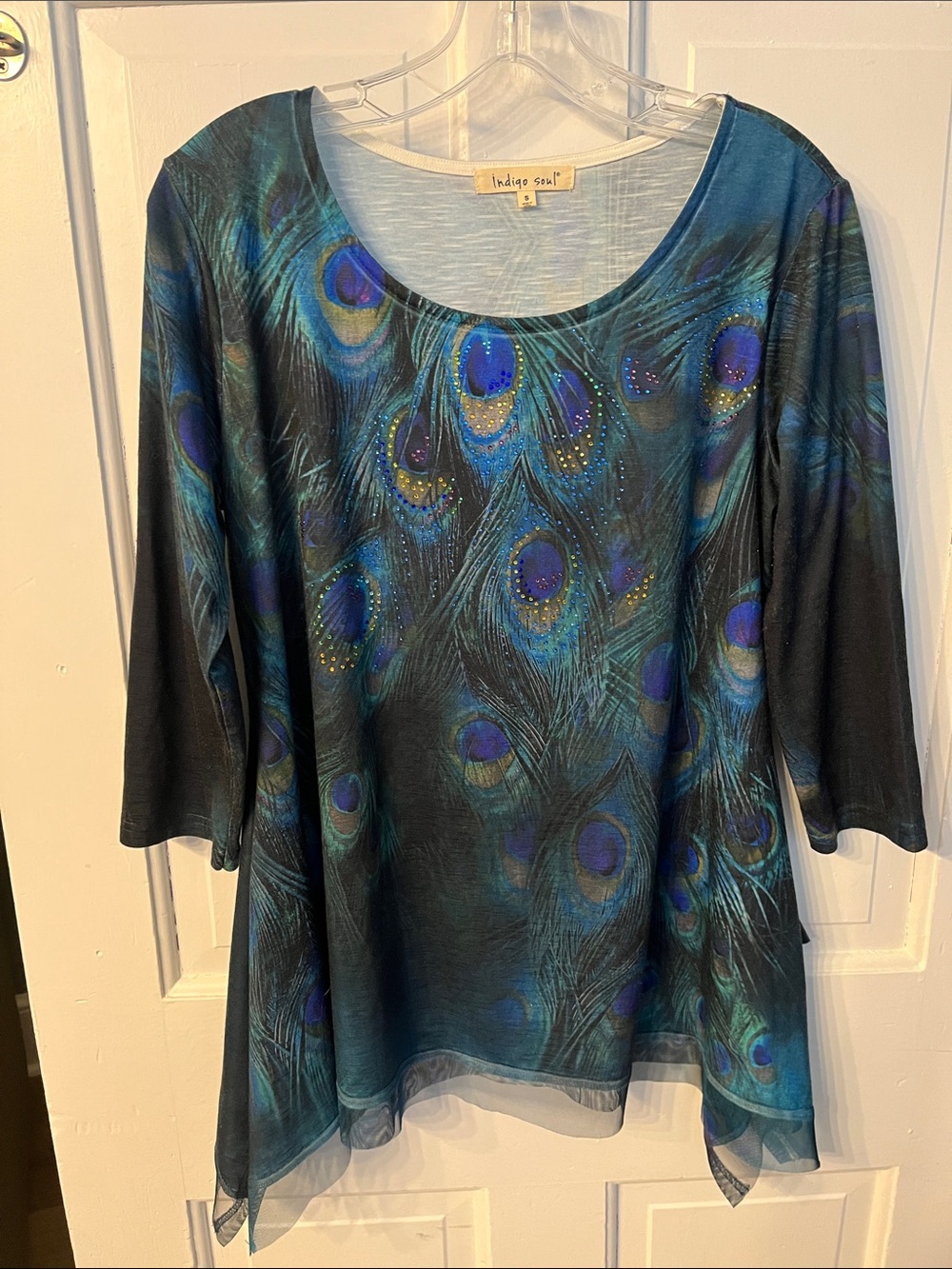 Indigo Soul Size Small Peacock Print Top